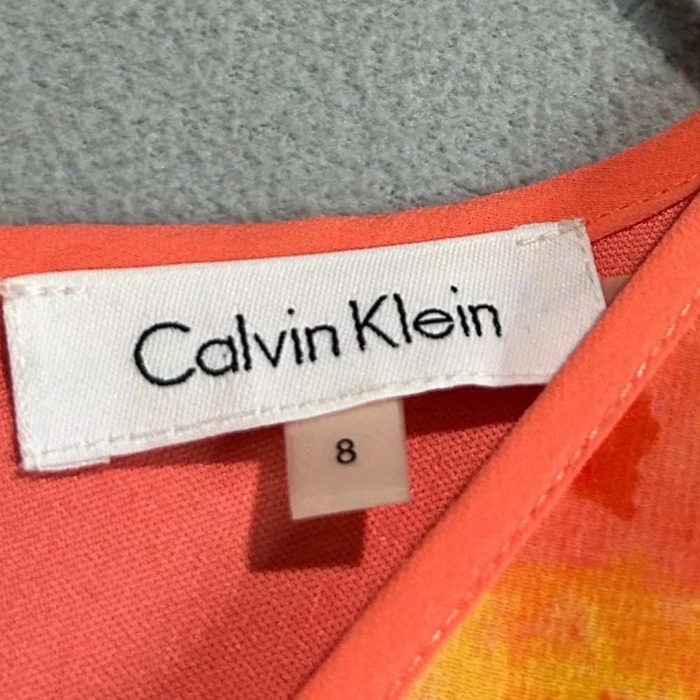 Calvin Klein Maxi Dress‎ Womens 8 Orange Yellow lightweight Side Slits Resort